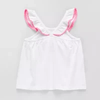 Okie Dokie Toddler & Little Girls Round Neck Short Sleeve Tank Top