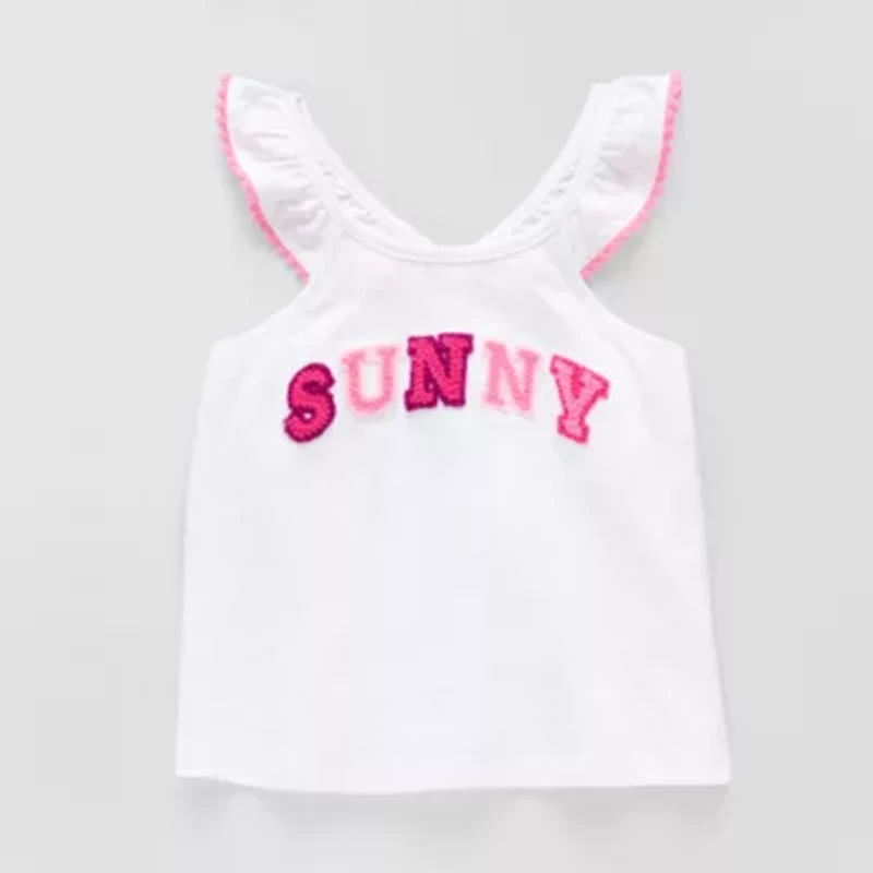 Okie Dokie Toddler & Little Girls Round Neck Short Sleeve Tank Top