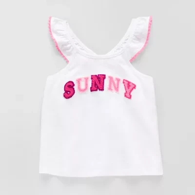 Okie Dokie Toddler & Little Girls Round Neck Short Sleeve Tank Top