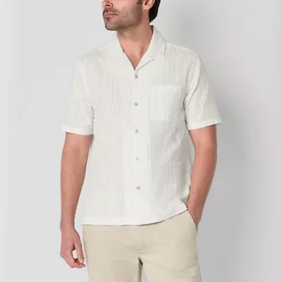 mutual weave Mens Short Sleeve Camp Shirt