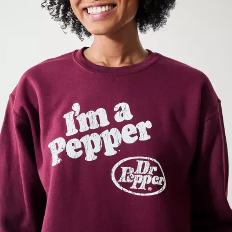 Womens Juniors Crew Neck Long Sleeve Sweatshirt