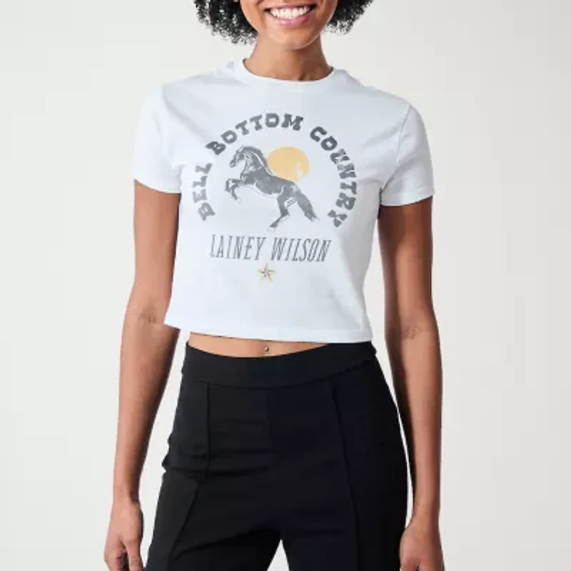 Lainey Wilson Bell Bottom Womens Crew Neck Short Sleeve Juniors T-Shirt