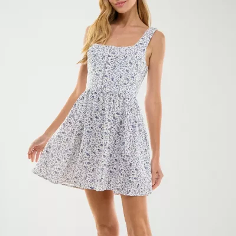 City Triangle Womens Juniors Floral Fit + Flare Dress
