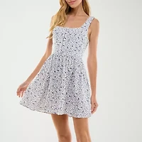 City Triangle Womens Juniors Floral Fit + Flare Dress