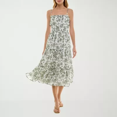 Trixxi Womens Midi Floral Juniors A-Line Dress