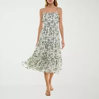 Trixxi Womens Midi Floral Juniors A-Line Dress