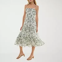 Trixxi Womens Midi Floral Juniors A-Line Dress