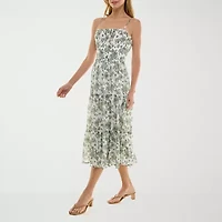 Trixxi Womens Midi Floral Juniors A-Line Dress