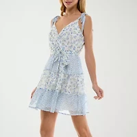 Trixxi Womens Juniors Floral Fit + Flare Dress
