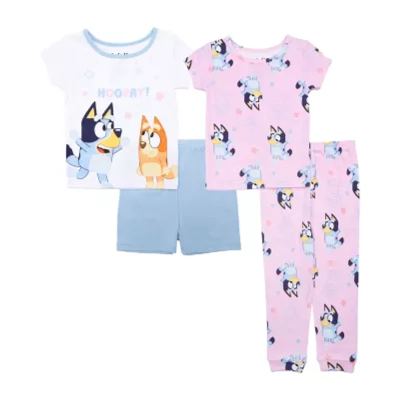 Toddler Girls Bluey Crew Neck Short Sleeve 4-pc. Pajama Sets