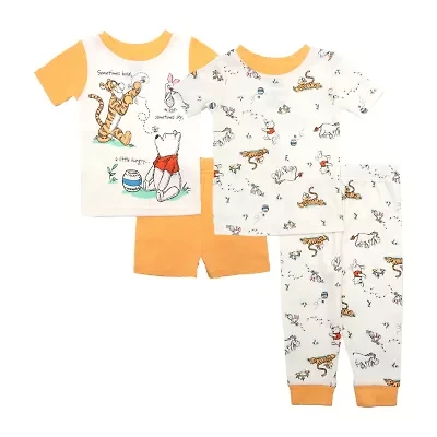 Disney Collection Toddler Boys Winnie The Pooh Crew Neck Short Sleeve 4-pc. Pajama Sets