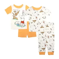 Disney Collection Toddler Boys Winnie The Pooh Crew Neck Short Sleeve 4-pc. Pajama Sets