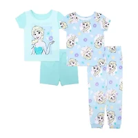 Disney Collection Toddler Girls Frozen Crew Neck Short Sleeve 4-pc. Pajama Sets