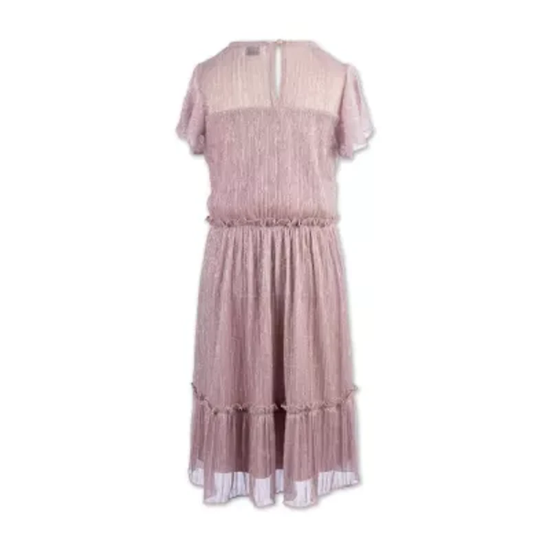 Speechless Big Kid Girls Embellished Short Sleeve Flutter Party Dress