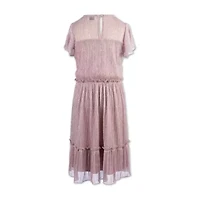 Speechless Big Kid Girls Embellished Short Sleeve Flutter Party Dress