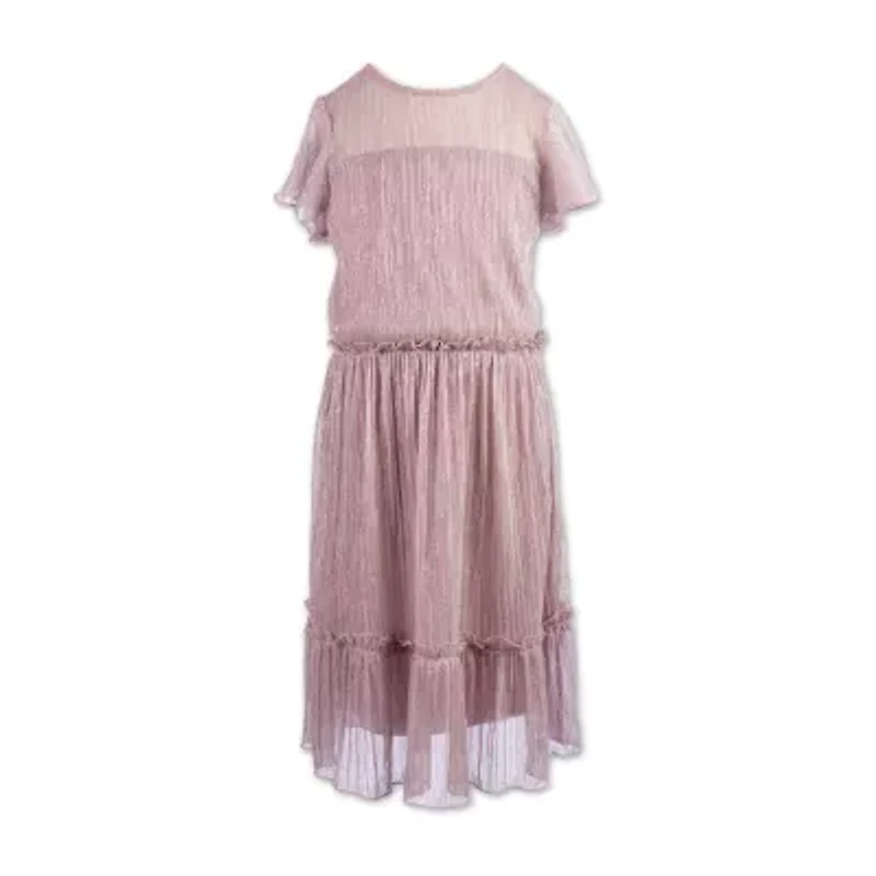Speechless Big Kid Girls Embellished Short Sleeve Flutter Party Dress