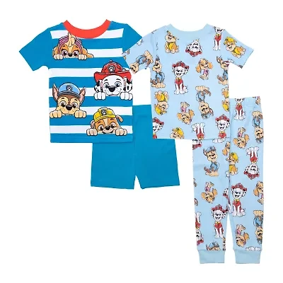 Toddler Boys Paw Patrol Crew Neck Short Sleeve 4-pc. Pajama Sets