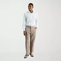 Haggar Premium Comfort Tonal Plaid Mens Classic Fit Dress Flat Front Pant