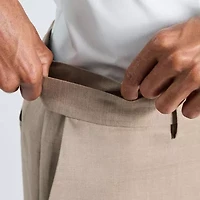 Haggar Premium Comfort Tonal Plaid Mens Classic Fit Dress Flat Front Pant