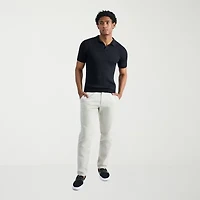 Haggar Johnny Collar Ribbed Mens Short Sleeve Polo Sweater