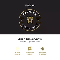 Haggar Johnny Collar Ribbed Mens Short Sleeve Polo Sweater