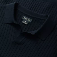 Haggar Johnny Collar Ribbed Mens Short Sleeve Polo Sweater