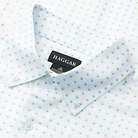 Haggar Performance Seersucker Mens Short Sleeve Slim Fit Button-Down Shirt