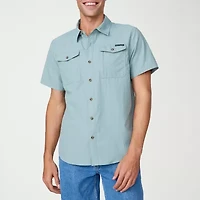 Free Country Mens Short Sleeve Regular Fit Button-Down Shirt