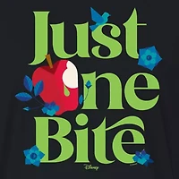 Just One Bite Cropped Tee Womens Juniors Crew Neck Short Sleeve Regular Fit Evil Queen Snow White Graphic T-Shirt
