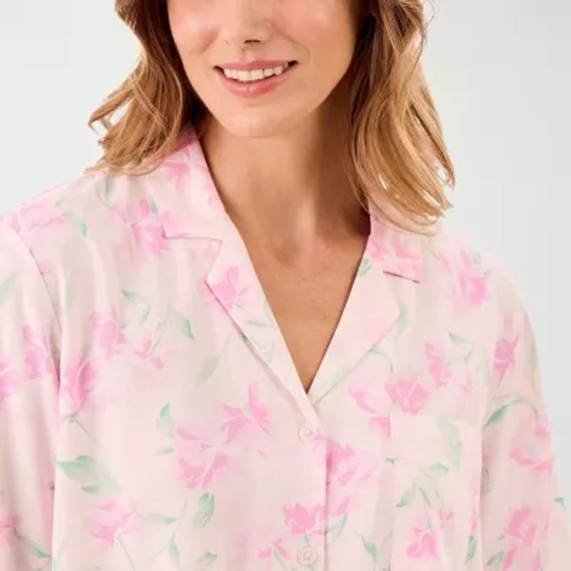 Martha Stewart Womens V-Neck Short Sleeve 2-pc. Pajama Sets
