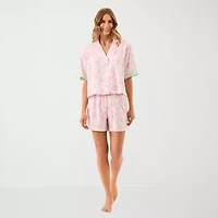 Martha Stewart Womens V-Neck Short Sleeve 2-pc. Pajama Sets