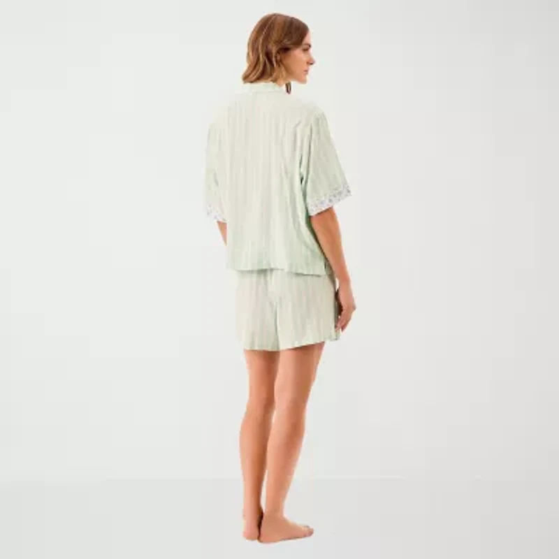 Martha Stewart Womens V-Neck Short Sleeve 2-pc. Pajama Sets