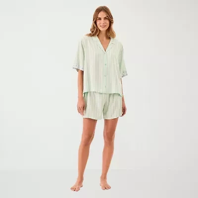 Martha Stewart Womens V-Neck Short Sleeve 2-pc. Pajama Sets