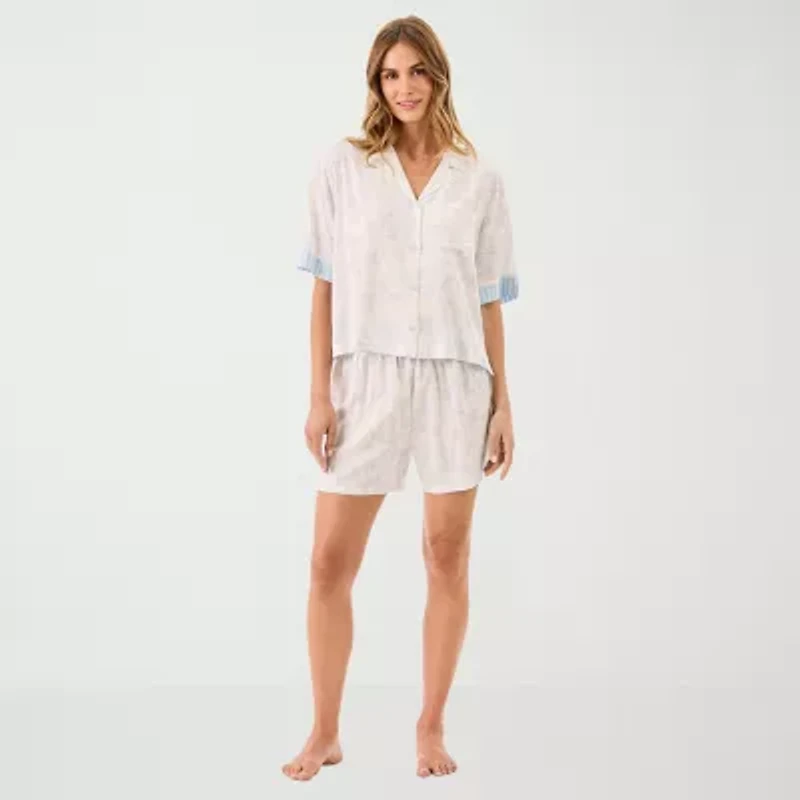 Martha Stewart Womens V-Neck Short Sleeve 2-pc. Pajama Sets