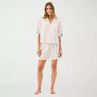 Martha Stewart Womens V-Neck Short Sleeve 2-pc. Pajama Sets
