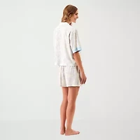 Martha Stewart Womens V-Neck Short Sleeve 2-pc. Pajama Sets