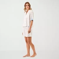 Martha Stewart Womens V-Neck Short Sleeve 2-pc. Pajama Sets