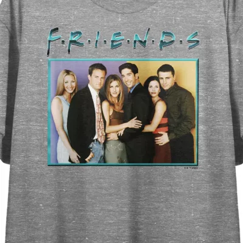 Womens Crew Neck Short Sleeve Friends Crop Top