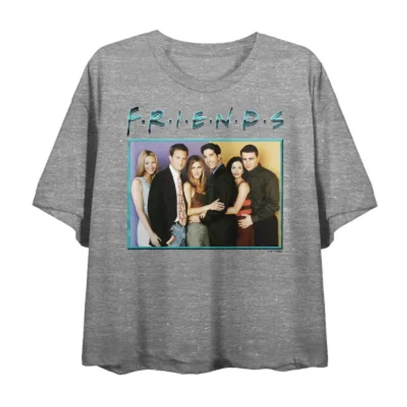 Womens Crew Neck Short Sleeve Friends Crop Top
