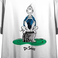 Womens Crew Neck Short Sleeve Dr. Seuss Crop Top