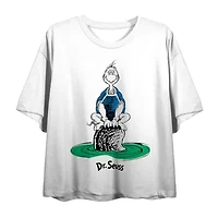 Womens Crew Neck Short Sleeve Dr. Seuss Crop Top