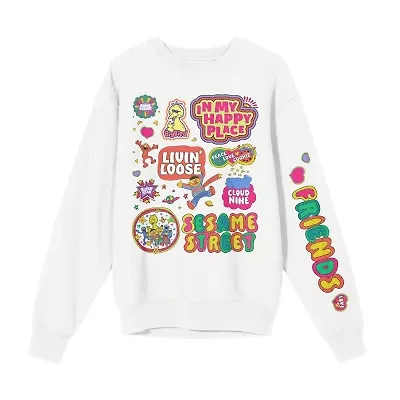 Womens Crew Neck Long Sleeve Sesame Street Sweatshirt