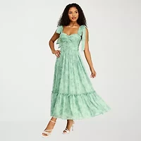 Premier Amour Womens Sleeveless Floral Midi Fit + Flare Dress