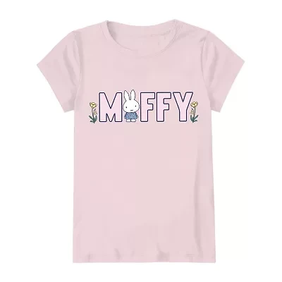 Miffy Girls Crew Neck Short Sleeve Graphic T-Shirt