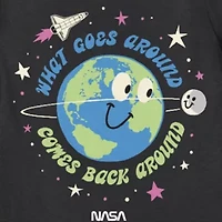Little & Big Kid Girls Crew Neck Short Sleeve NASA Graphic T-Shirt