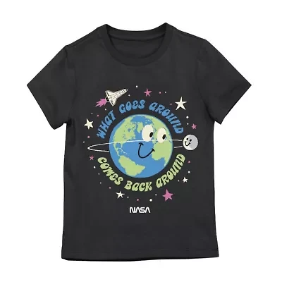 Little & Big Kid Girls Crew Neck Short Sleeve NASA Graphic T-Shirt