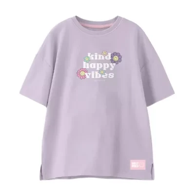 Smiley Big Kid Girls Crew Neck Short Sleeve Regular Fit Graphic T-Shirt