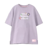 Smiley Big Kid Girls Crew Neck Short Sleeve Regular Fit Graphic T-Shirt