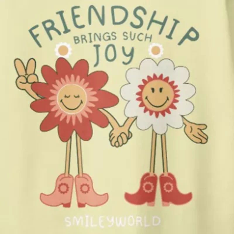 Smiley Little & Big Kid Girls Round Neck Short Sleeve Regular Fit Graphic T-Shirt