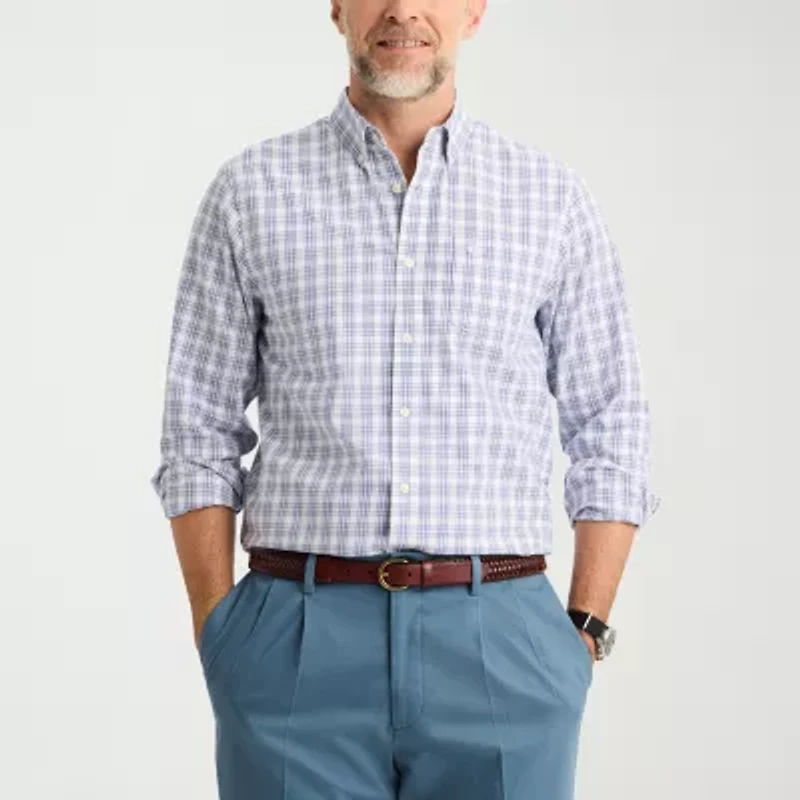 Dockers Stain Defender Mens Long Sleeve Regular Fit Wrinkle Free Button-Down Shirt